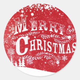 Klassiek Rood Wit Vrolijk Kerstfeest Ronde Sticker