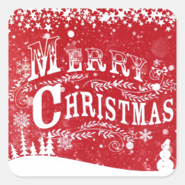 Klassiek Rood Wit Vrolijk Kerstfeest Vierkante Sticker