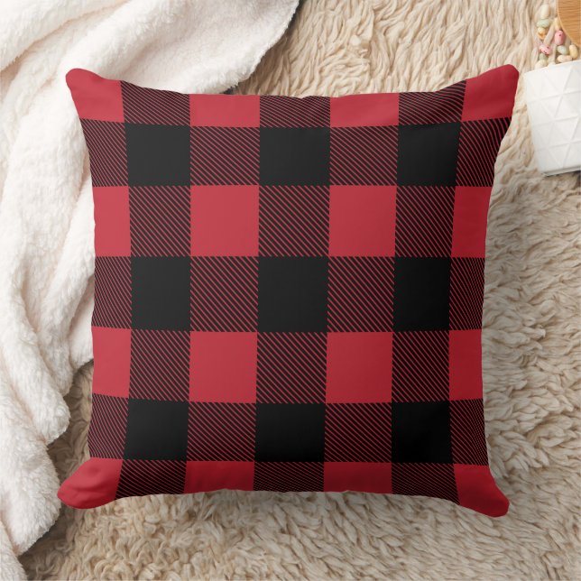 Klassiek Rood Zwart Buffalo Plaid Kerstmis Kussen (Deken)
