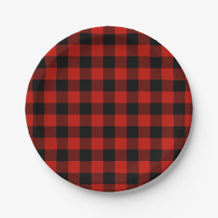 Klassiek rood zwart buffel geplakt lumberjack patr papieren bordje