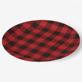 Klassiek rood zwart buffel plaid papieren bordje (Gekanteld)