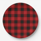 Klassiek rood zwart buffel plaid papieren bordje (Voorkant)