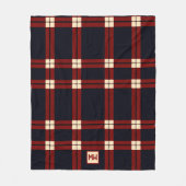 Klassiek rood, zwart en crème plaid monogram fleece deken (Voorkant)