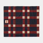 Klassiek rood, zwart en crème plaid monogram fleece deken (Voorkant (Horizontaal))
