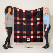 Klassiek rood, zwart en crème plaid monogram fleece deken