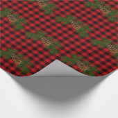 Klassiek rood zwart geruite rustieke pinecone cadeaupapier (Hoek)
