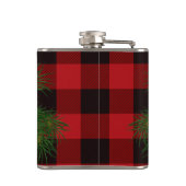 Klassiek rood zwart geruite rustieke pinecone heupfles (Achterkant)