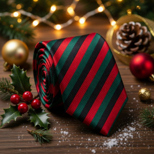 Klassiek rood zwart groen gestreept stropdas