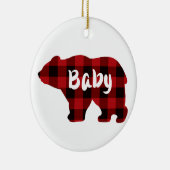 Klassiek rood zwart plaid beer design baby keramisch ornament (Rechts)