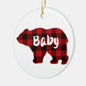 Klassiek rood zwart plaid beer design baby keramisch ornament (Links)