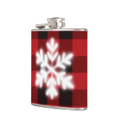 Klassiek rood zwart plaid patroon schattige sneeuw heupfles (Links)