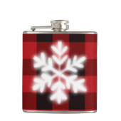 Klassiek rood zwart plaid patroon schattige sneeuw heupfles (Voorkant)