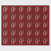 Klassiek rood zwart plaid patroon waterverf bloemi cadeaupapier (Vlak)