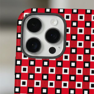 Klassiek rood zwart-wit gevlekt patroon iPhone 16 pro max hoesje