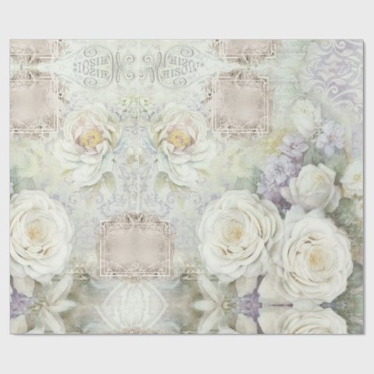  Klassiek Roos Floral Pastel Bohemian Gifts Cadeaupapier (Vlak)