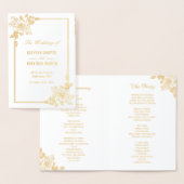 Klassiek Roos Floral Real Gold Foil Weddenprogramm Folie Kaarten (Display)