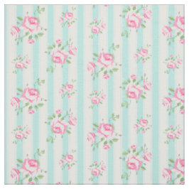 Klassiek  Roos Floral Stripe Blauwgroen Stof