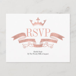Klassiek Roos Gold Crest Wedding RSVP Briefkaart