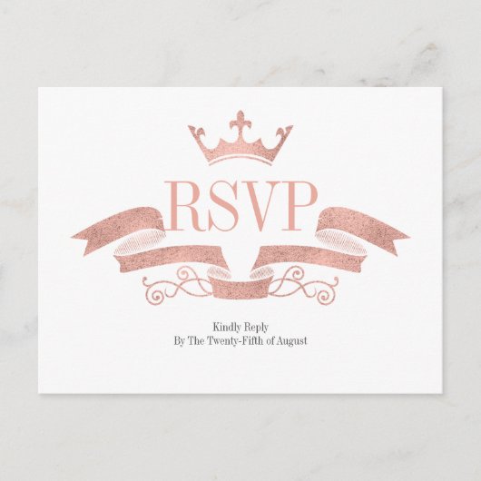 Klassiek Roos Gold Crest Wedding RSVP Briefkaart (Voorkant)
