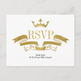 Klassiek Roos Gold Crest Wedding RSVP Briefkaart