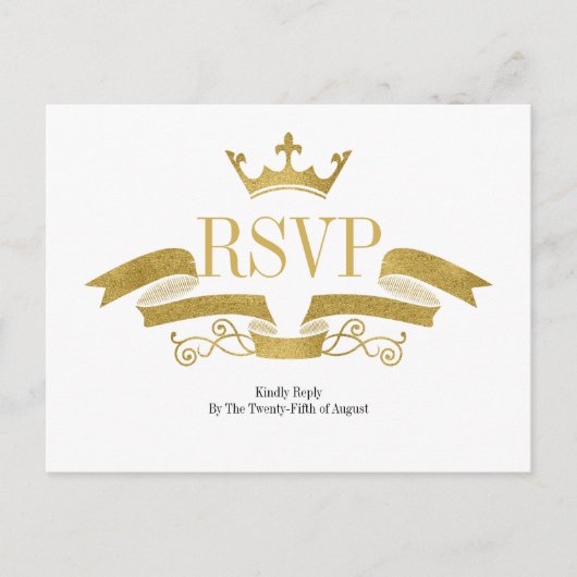 Klassiek Roos Gold Crest Wedding RSVP Briefkaart (Voorkant)