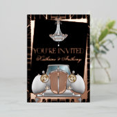 Klassiek ROOS GOLD Gatsby Deco Wedding Folie Invit Folie Uitnodiging (Staand Voorkant)