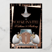 Klassiek ROOS GOLD Gatsby Deco Wedding Folie Invit Uitnodiging (Voorkant)