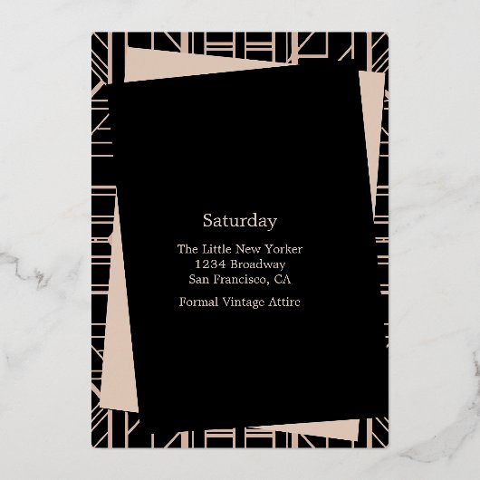 Klassiek ROOS GOLD Gatsby Flapper Vrijgezellenfees Folie Uitnodiging (Achterkant)