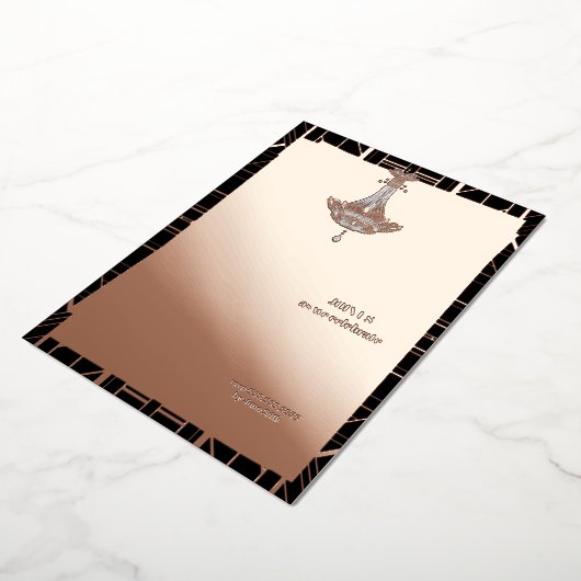 Klassiek ROOS GOLD Gatsby Flapper Vrijgezellenfees Folie Uitnodiging (Gedraaid)