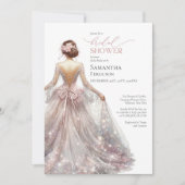 Klassiek roos gouden sprankelende trouwjurk glam kaart (Voorkant)