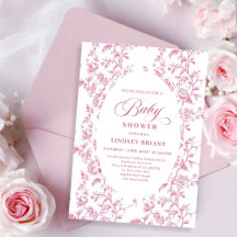 Klassiek roospatroon bloemrijke babyshower uitnodi