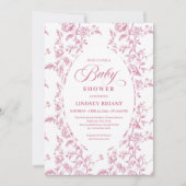 Klassiek roospatroon bloemrijke babyshower uitnodi kaart (Voorkant)