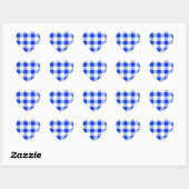 Klassiek Royal Blue Gingham Art Design Patroon Hart Sticker (Vel)