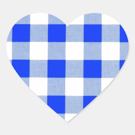 Klassiek Royal Blue Gingham Art Design Patroon Hart Sticker (Voorkant)