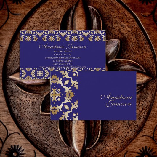 Klassiek Royal Blue Gold Elegant Antiek Visitekaartje