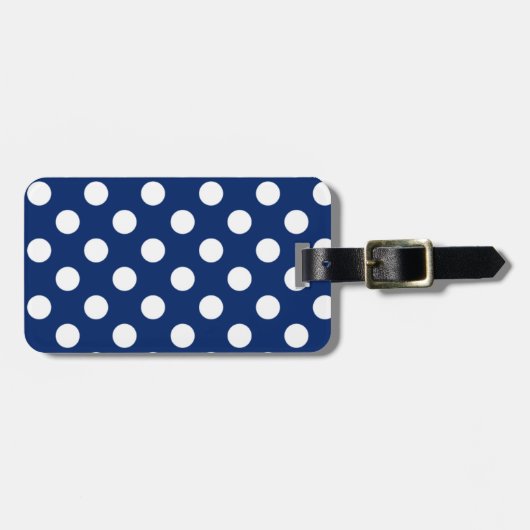 Klassiek Royal Blue White Polka Dot Pattern Bagagelabel (Voorkant horizontaal)