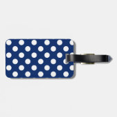 Klassiek Royal Blue White Polka Dot Pattern Bagagelabel (Achterkant horizontaal)