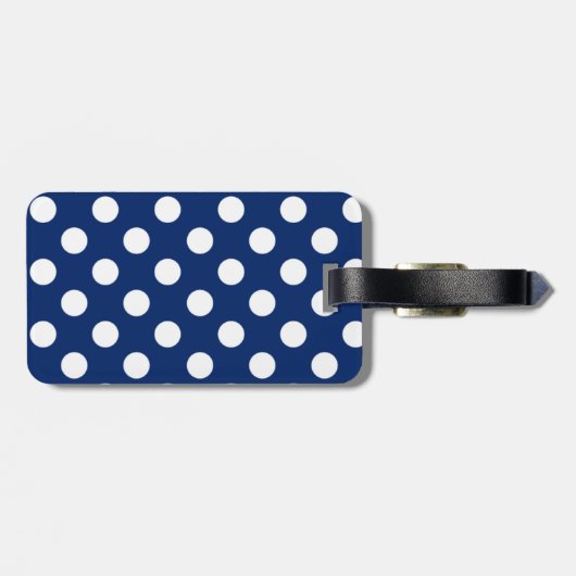 Klassiek Royal Blue White Polka Dot Pattern Bagagelabel (Achterkant horizontaal)