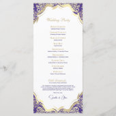 Klassiek Royal Paarse en gouden sierprogramma Programmakaart (Achterkant)