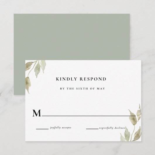 Klassiek roze bloem bruiloft RSVP antwoord Kaart (Voorkant / Achterkant)