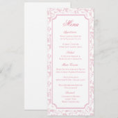 Klassiek roze bloemen toile bruiloftsmenu save the date (Voorkant / Achterkant)