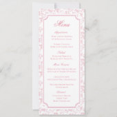 Klassiek roze bloemen toile bruiloftsmenu save the date (Voorkant)