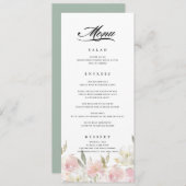 Klassiek roze bloemenbruiloft menu (Voorkant / Achterkant)