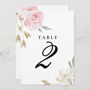Klassiek roze bloemenbruiloft tafel nummer kaart