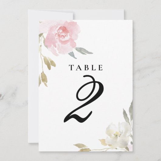 Klassiek roze bloemmotief bruiloft tafelnummer (Voorkant)