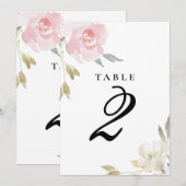 Klassiek roze bloemmotief bruiloft tafelnummer (Voorkant / Achterkant)