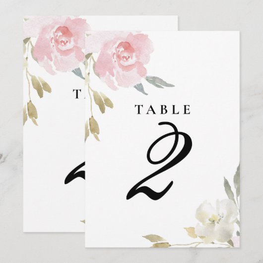 Klassiek roze bloemmotief bruiloft tafelnummer (Voorkant / Achterkant)