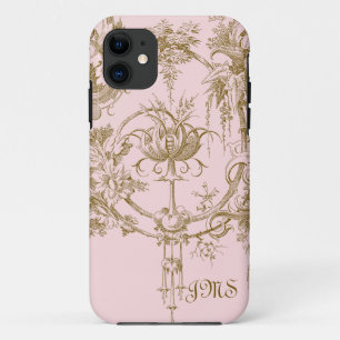 Klassiek roze en bruin toilepatroon Case-Mate iPhone case
