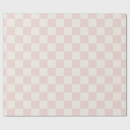 Klassiek roze en crème diagonaal geruit inpakpapie cadeaupapier