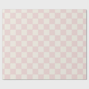 Klassiek roze en crème diagonaal geruit inpakpapie cadeaupapier